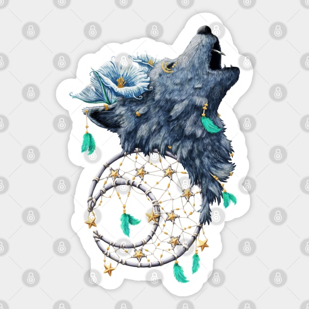 Dreamcatcher Moon Wolf Sticker by DVerissimo